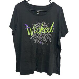 Black Halloween Wicked NWT Spider Web Graphic T-Shirt Sz 3X